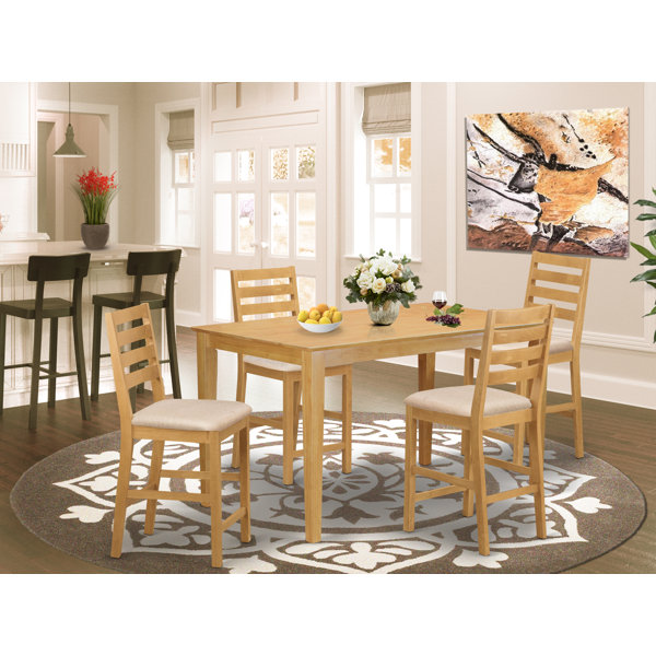 Allister counter height rubberwood solid wood dining table discount